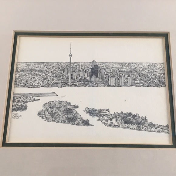 Vintage Other - David Crighton Art Print Toronto Artist Vintage 1985 Toronto In Original Frame